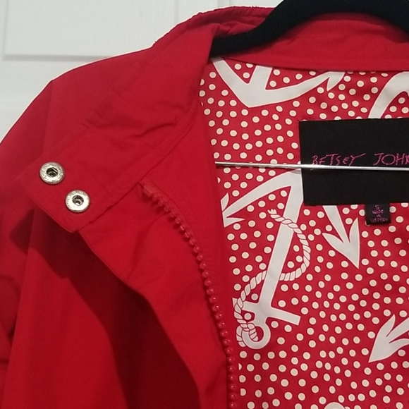 SOLD Betsey Johnson Red Nautical Windbreaker Jacket - Picture 2 of 8